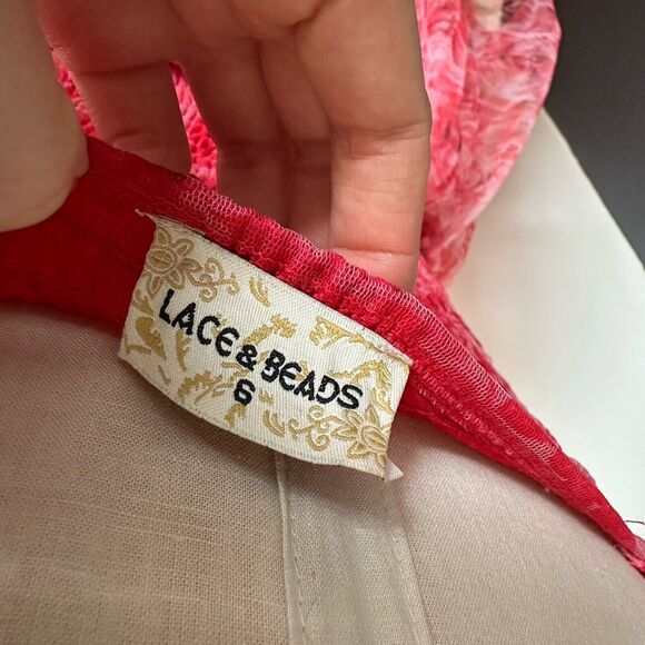 Lace and Beads ASOS Off Shoulder Tulle Corset Maxi Dress Tiered Floral - Picture 15 of 16